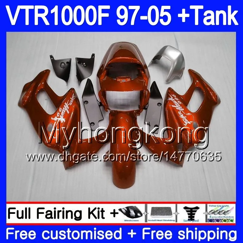 Body For HONDA VTR1000F SuperHawk 97 98 99 03 04 05 256HM.AA VTR 1000 F 1000F Gloss orange VTR1000 F 1997 1998 1999 2003 2004 2005 Fairing