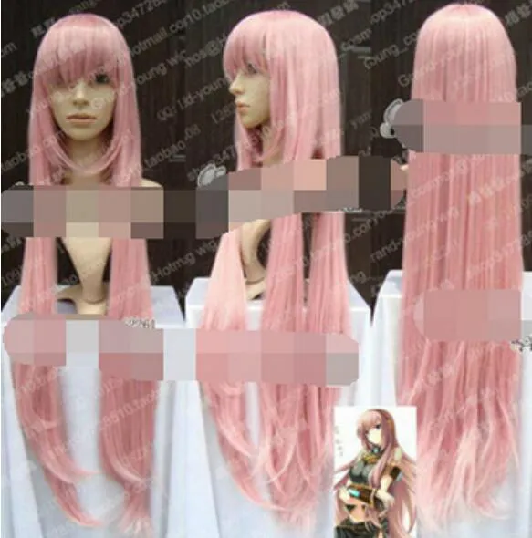 FREESHI PPING + ++ 100 cm VOCALOID LUKA longue perruque de cheveux raides rose foncé longues perruques de Cosplay