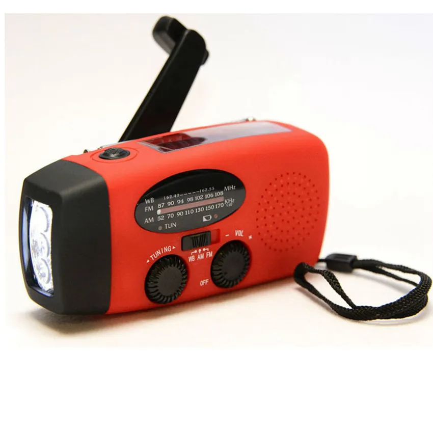 AM / FM / WB SOLAR RADIOLIGHT Emergency Solar Hand Crank Power 3 LED ficklampa Elektrisk Torch Dynamo Ljusbelysning Lampa ZZA392