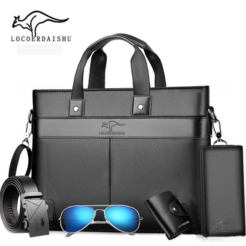 Aktentaschen Aktentasche Klassisches Design 5 Stück Handtasche für Mann Business Computertasche Herren Bürotaschen Reisearbeit Laptop Schulter 206t