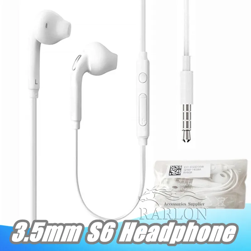 3.5mm In-Ear Wired Earphones Earbuds Headset With Mic and Remote Volume Control Headphones For Galaxy S6 S8 S9 Without Packaging