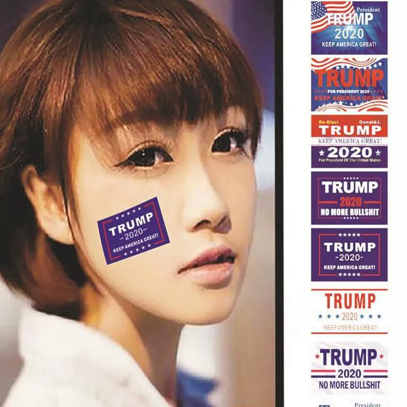 Donald Trump 2020 President Håll Amerika Great Face Clothes Body Stickers Donald Trump 2020 Face Stickers Valparty favoriserar KKA7752