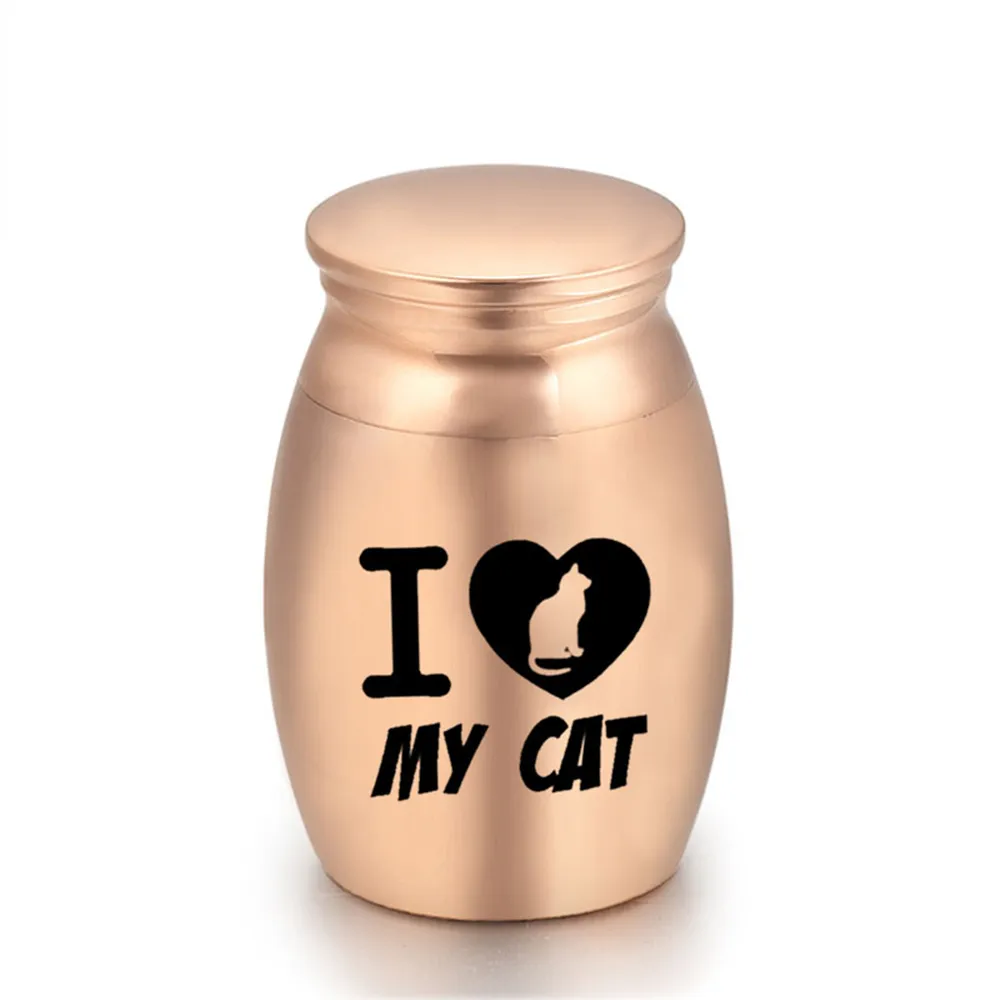 Mini Cat Urna małe kremacja zwierząt urna Pet Ashes Uchwyt PET Scaskets Peepsake Heart Hold Cat Memorial Urn16x25mm