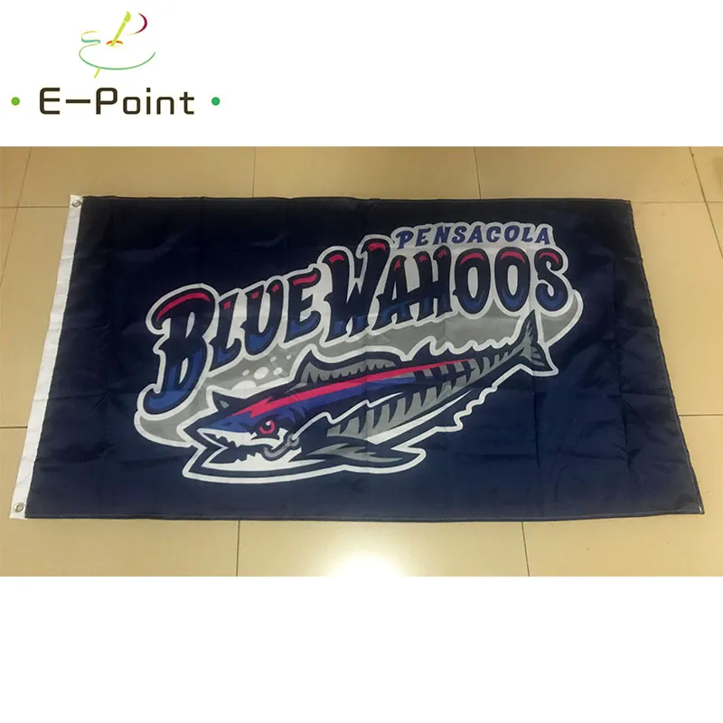 MiLB Blue Wahoos Pensacola Drapeau 3 * 5ft (90cm * 150cm) Polyester Bannière décoration volant maison jardin Cadeaux de fête