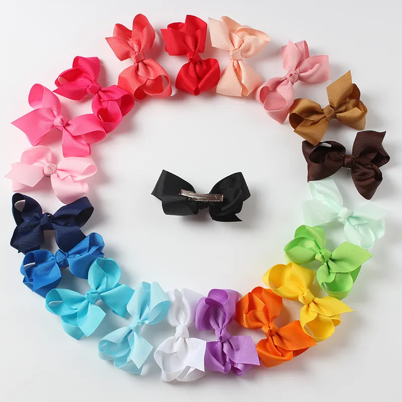 100 stks Hot Sale Korean 3 Inch Grosgrain Ribbon Haarbogen Baby Meisje Accessoires Met Clip Boutique Hairbows Haarspelden