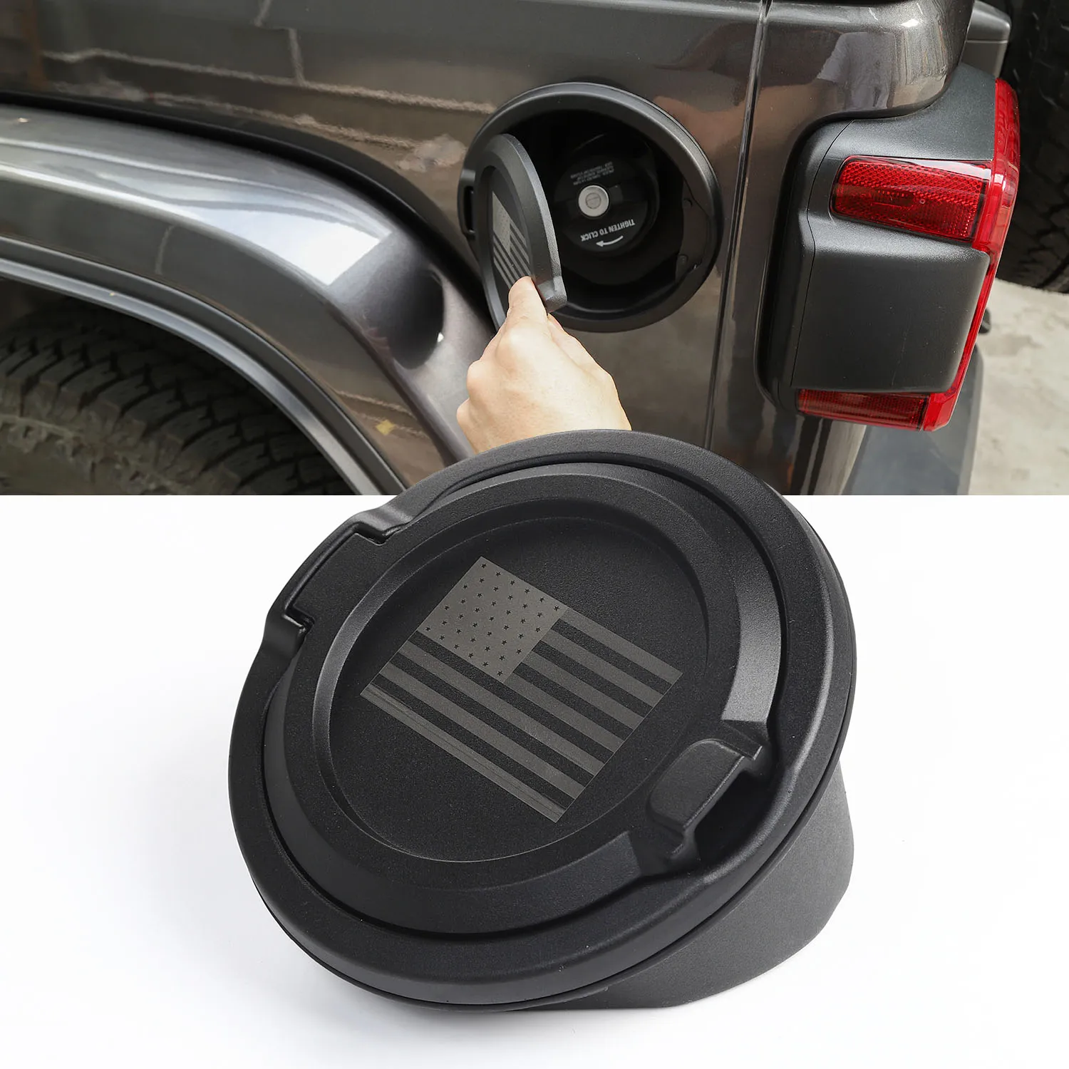 Coperchio serbatoio carburante Bandiera americana nera per Jeep Wrangler JL 2018+ Accessori esterni auto Metallo ABS