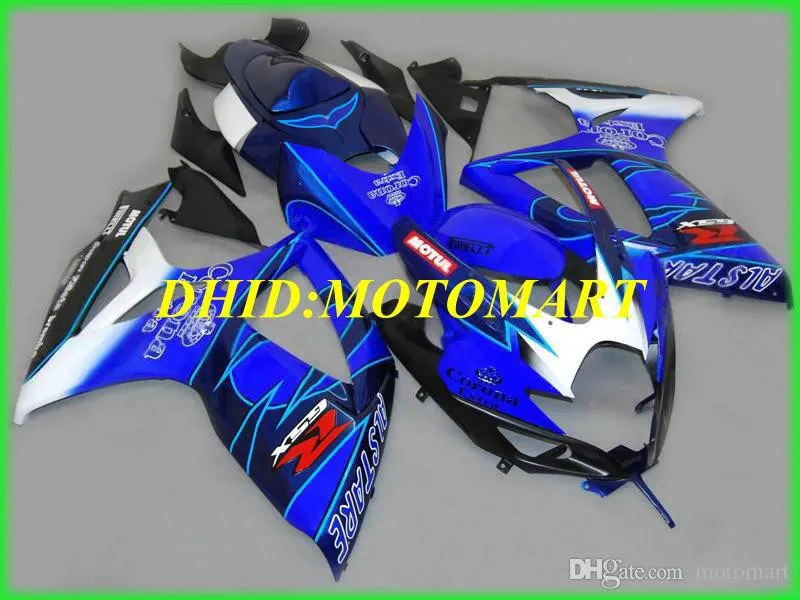 kit moto carenagem de Suzuki GSX-R600 750 K6 06 07 GSXR600 GSXR750 2006 2007 ABS plástico carenagens brancas azuis definir + presentes SB39