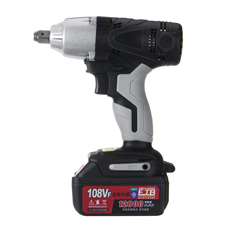 108VF 12800mAh Lithium-Ion Battery Cordless Electric Impact Wrench Drill Driver Kit