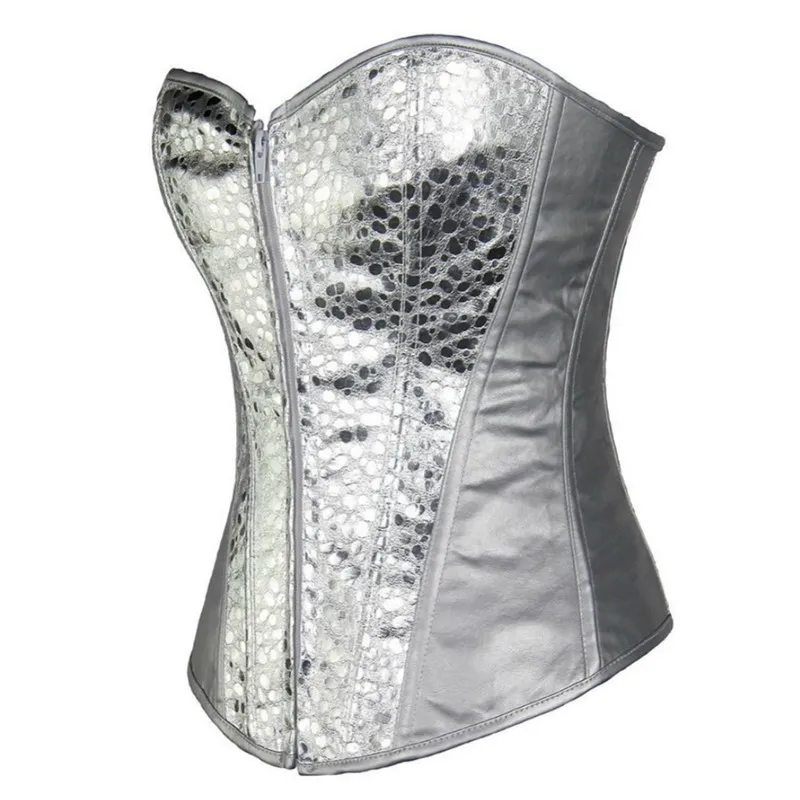 DHgate Seductive PVC Leather Padded Bustier Gold and Silver Polka Dots Corset Top for Plus Sizes S 6XL Apparel