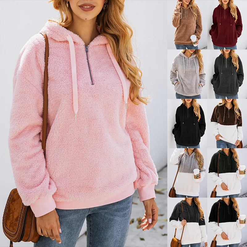 Sweats à capuche européens automne et hiver mode poche zippée barboteuse blouse pull en peluche soutien lot mixte