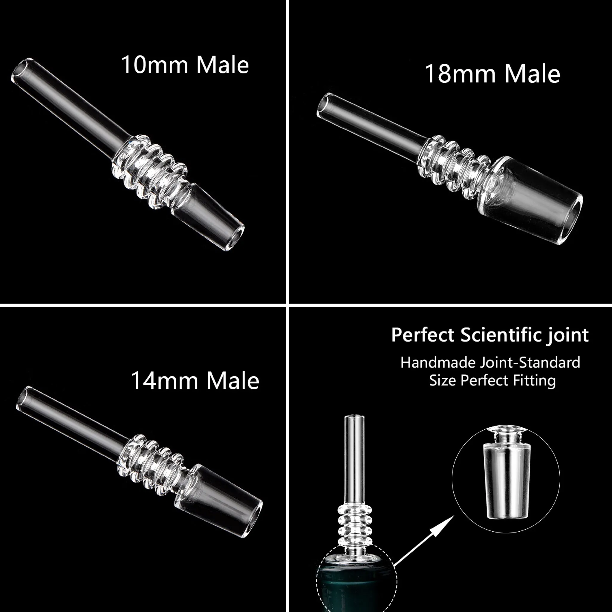 Quarzspitzen tupfen Stroh 10 mm, 14 mm, 18 mm Männliche Quarzspitzen mit Kunststoff-Keck-Clip-Quarzspitze für Mini-Bong-Nektar-Sammler-Kits zum Rauchen