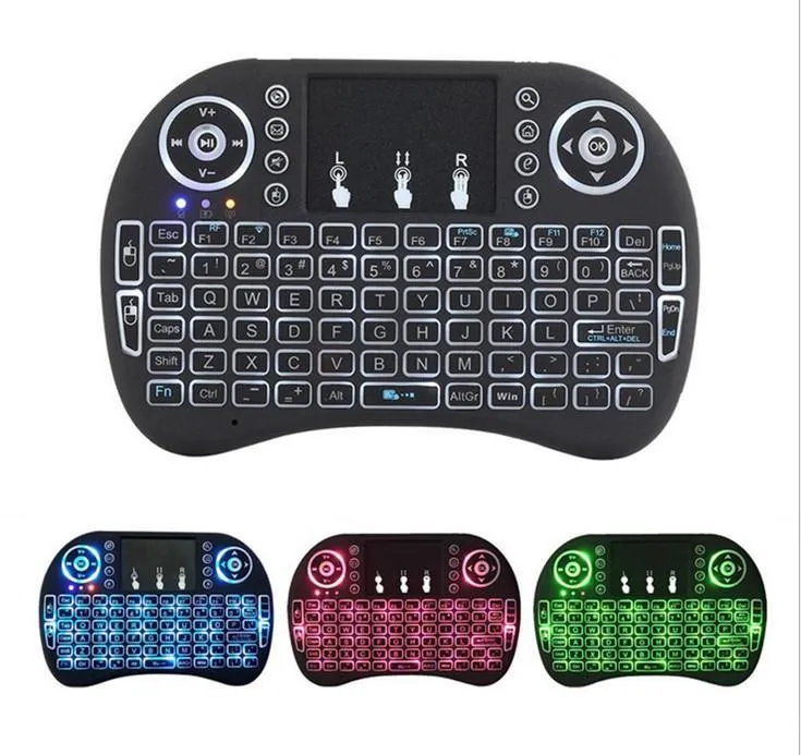 RII I8 Wireless Keyboard Backlight 2.4G Air Teclado Remoto Controle Remoto Touchpad para Smart Android TV Caixa 3D Jogo Notebook tablet PC