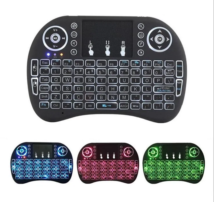 RII i8 Trådlöst tangentbord Bakgrundsbelysning 2.4g Air Mouse Keyboard Remote Control Touchpad för Smart Android TV Box 3D Game Notebook Tablet PC