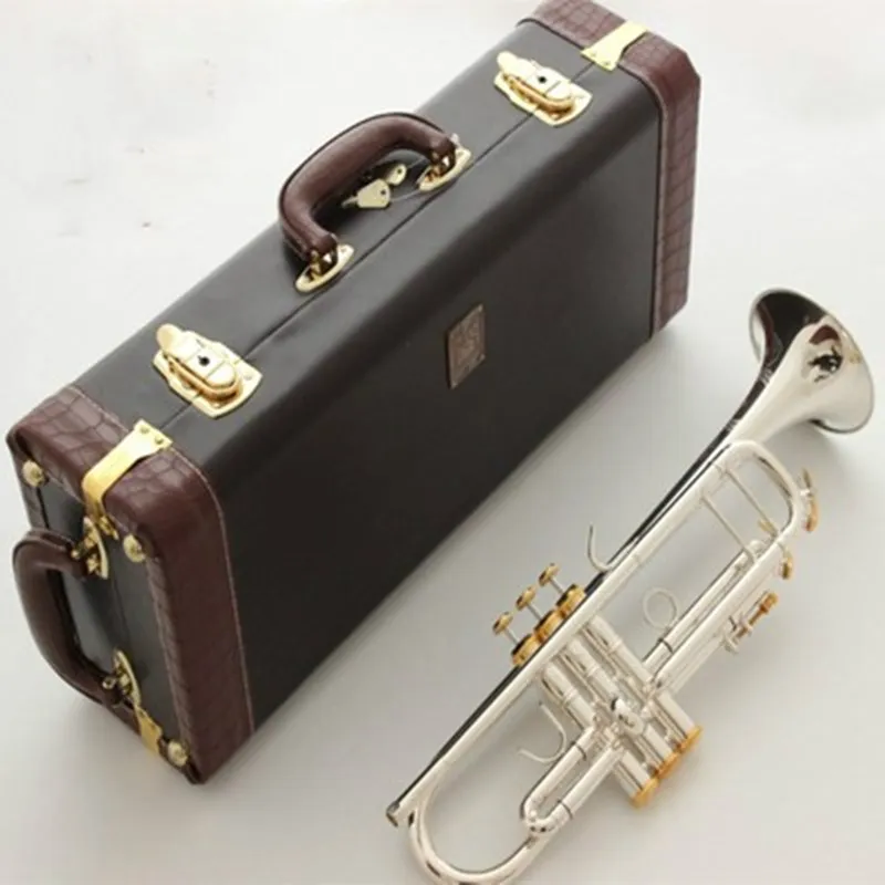 Baja Beste Kwaliteit LT180S-72 BB Trumpet B Platte Messing Verzilverd Professionele trompet Muziekinstrumenten met lederen tas