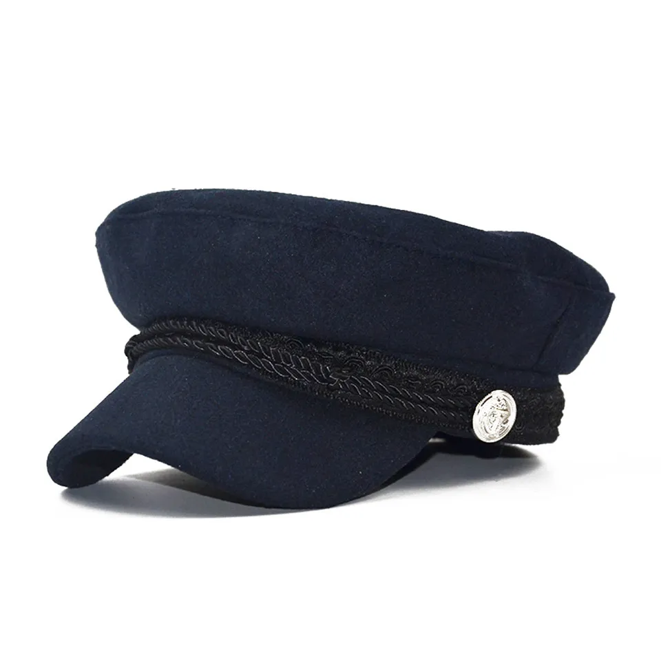 2021 Mode ull hatt skugga Militär åttkantiga hattar höst och vinter retro patchwork beret kvinnlig engelsk stil