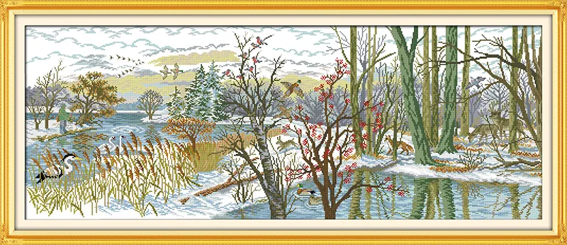 Piękny Lake Home Decor Malarstwo, Handmade Cross Stitch Hafty Robótki Zestawy Liczono druku na płótnie DMC 14CT / 11CT