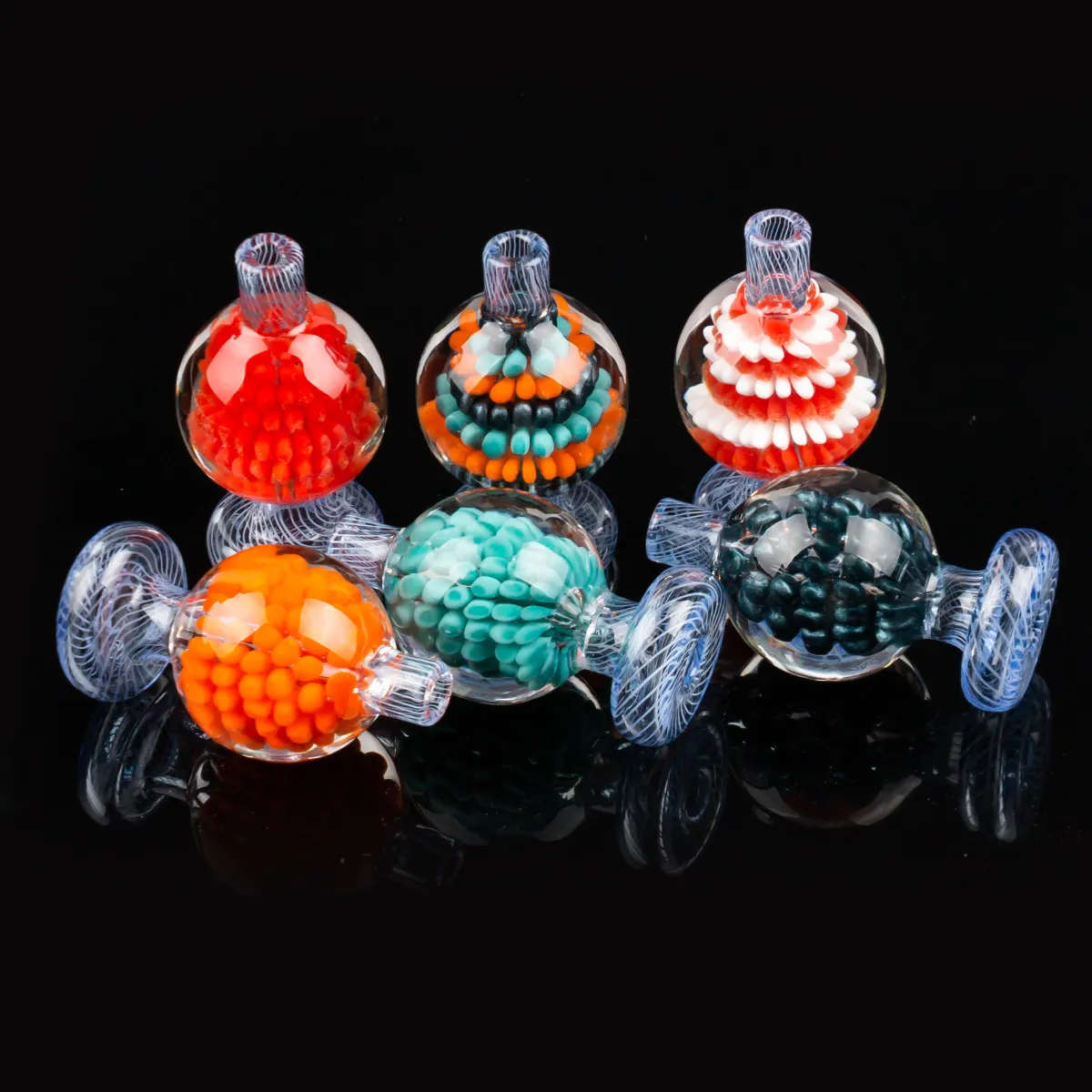wunderschöne Hookahs Color Glass Bubble Carb-Kappe für Quarz-Banger Thermal Nails mit 21,5 mm/25 mm Außendurchmesser