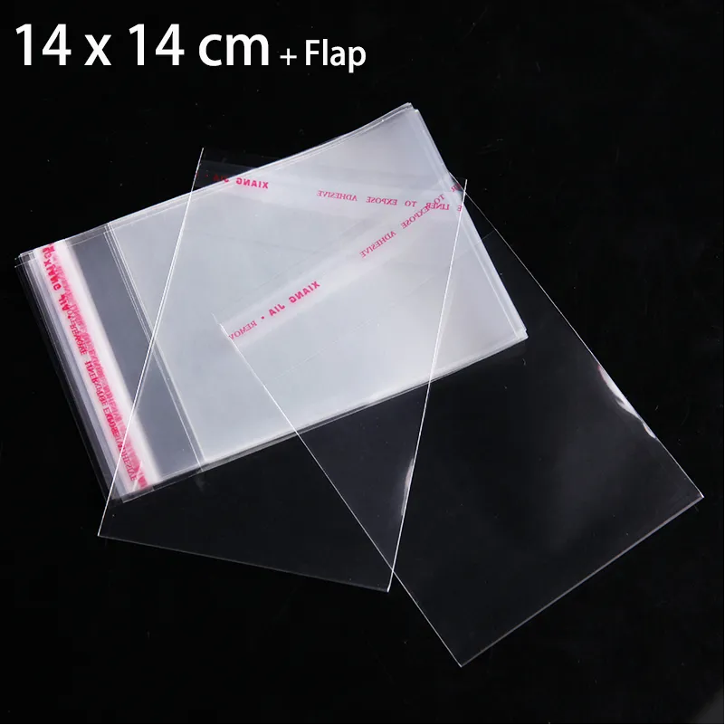 200pcs 14 x 14cm Biscoito Embalagem Bag 5,51" x 5.51" Sacos Crystal Clear auto-adesivo plástico para Biscuits Snack Baking Package