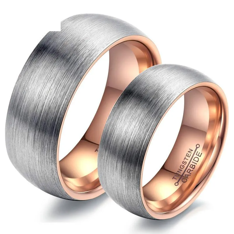 316 Edelstahl-Paar Ringe Vintage-Titan Dull polnische Rose Gold Hochzeit Verlobungsring Frauen Männer Fingerring