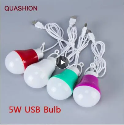 다채로운 PVC 5V 5W USB 전구 빛 휴대용 램프 LED 5730 캠핑 텐트 여행에 대 한 전원 은행 노트북