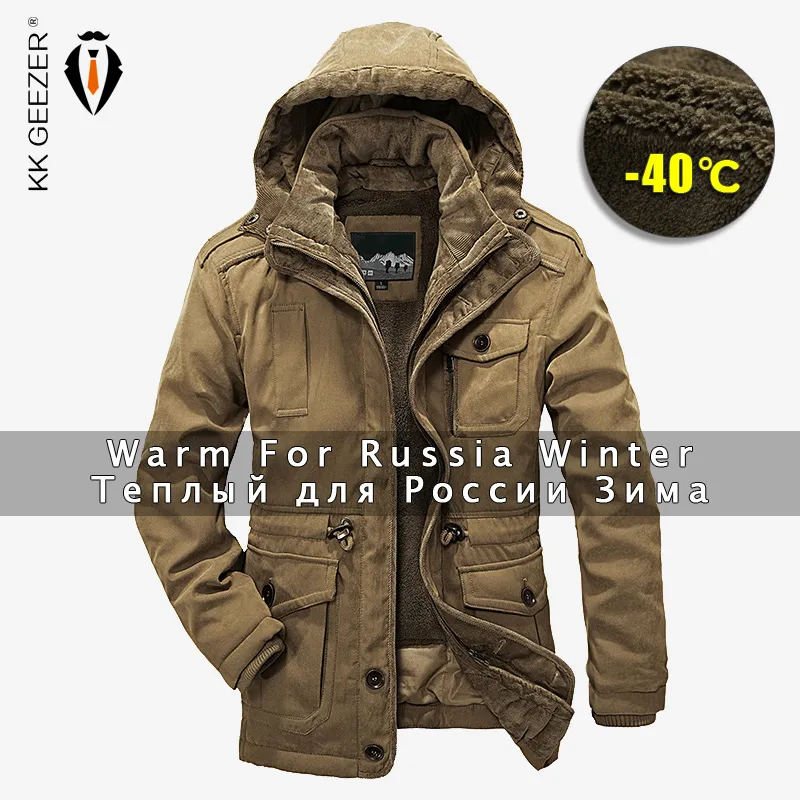 Зимняя куртка Мужчины Parkas Top Теплый Водонепроницаемый Большой Размер 2019 Утолщение Мужской Грубый шерсть 2 в 1 Пальто Высокого Качества Флис Хлопок