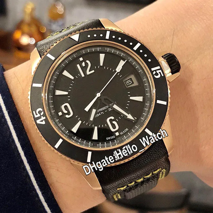 Nuovo 42mm Master Compressor Extreme Q2018470 2018470 quadrante nero automatico orologio da uomo cassa in oro rosa cinturino in pelle da uomo orologi Hello_Watch