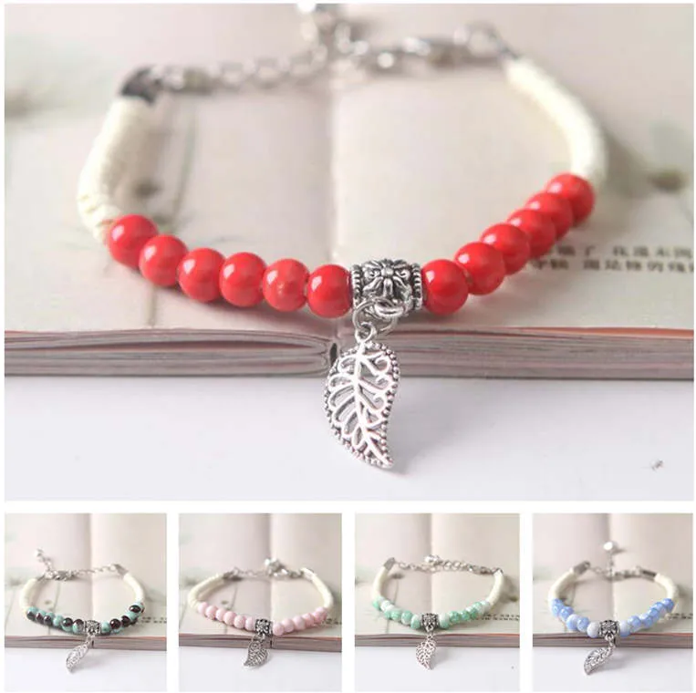 Featured creative leaf bracelet unisex retro style DAB483 Link, Chain jewelry bracelet