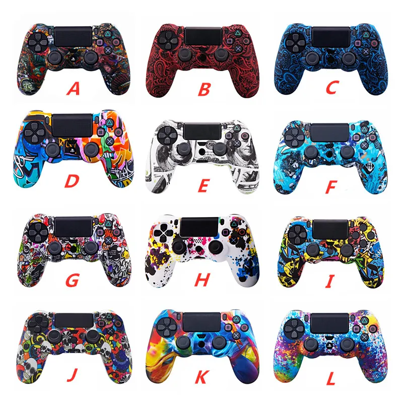 Silicone Case For PS4 Controller Cover For dualshock 4 Gamepad joystick  Skin For PS4 Accesorios 2 thumbsticks Grips Caps