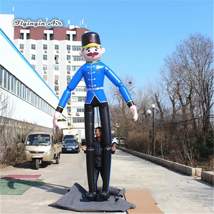 Odkryty parada rekwizyty spacer nadmuchiwane manekina figura lalek 3,5m niebieski wysadzanie żołnierza marionetka na imprezę