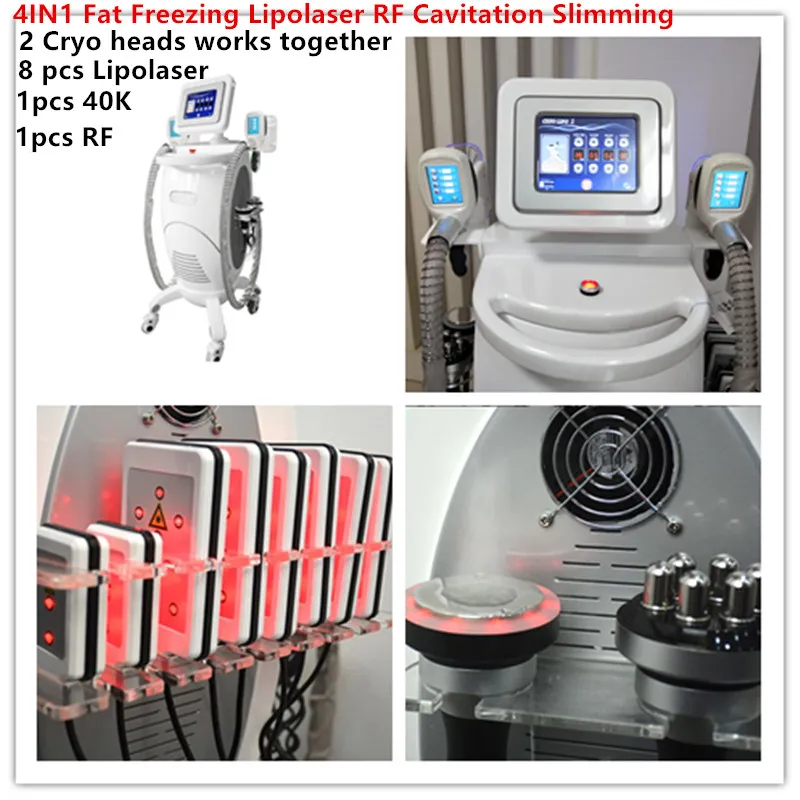 2 개 냉동 헤드 극저온 냉동 요법 지방 감소 허리 슬리밍 RF 공동 현상 셀룰 라이트 제거 진공 Lipo 레이저 슬리밍 기계