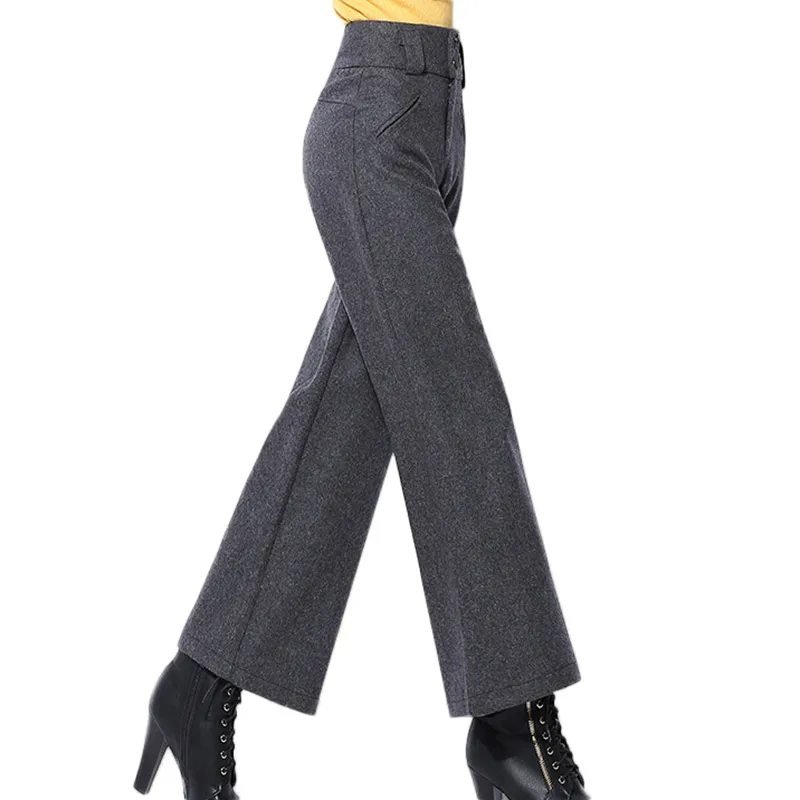 Oficina Dama Pantalones De Mujer Pantalones Calientes Para Mujer Invierno 2019 Nueva Primavera Pantalones De Pierna Ancha Y Cintura Ancha Para Mujer Pantalones Negros De 96,69 € | DHgate