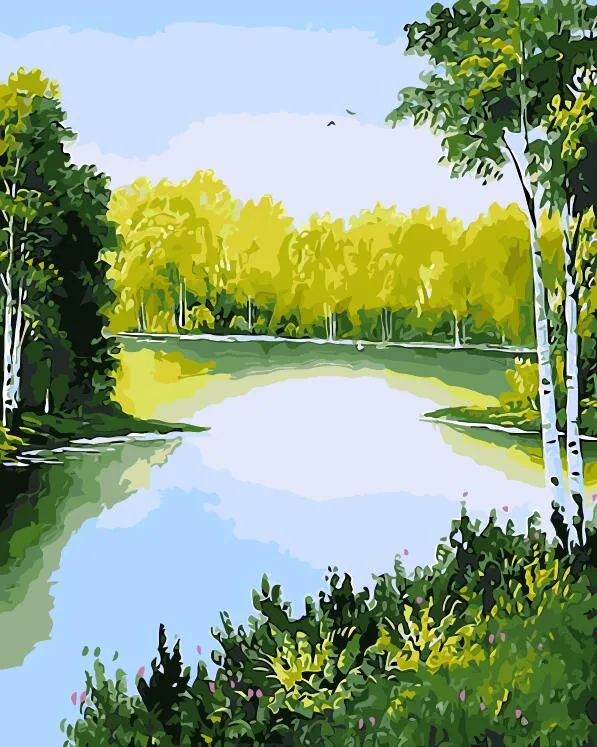 Cuadro para pintar por números Spring Forest - Landscape With the