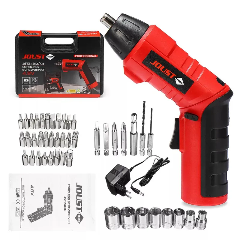 45 Em 1 Kit 4.8V Cordless elétrica chave de fenda Poder Brocas jogo ferramenta do bit com carregador / Gabinete