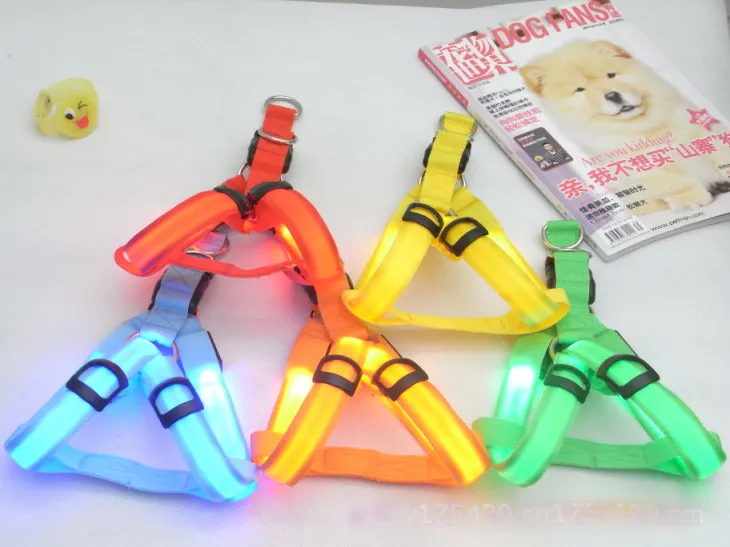 Nylon sällskapsdjur Säkerhet LED Harness Dog Produkt Blinkande Ljusnät Led Led Dog Harness Leash Rope Belt LED Dog Collar Vest Pet Supplies dlh121