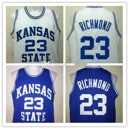 #23 Mitch Richmond Kansas State Wildcats College 레트로 농구 저지 남성용 스티치 맞춤형 모든 번호 이름 유니폼