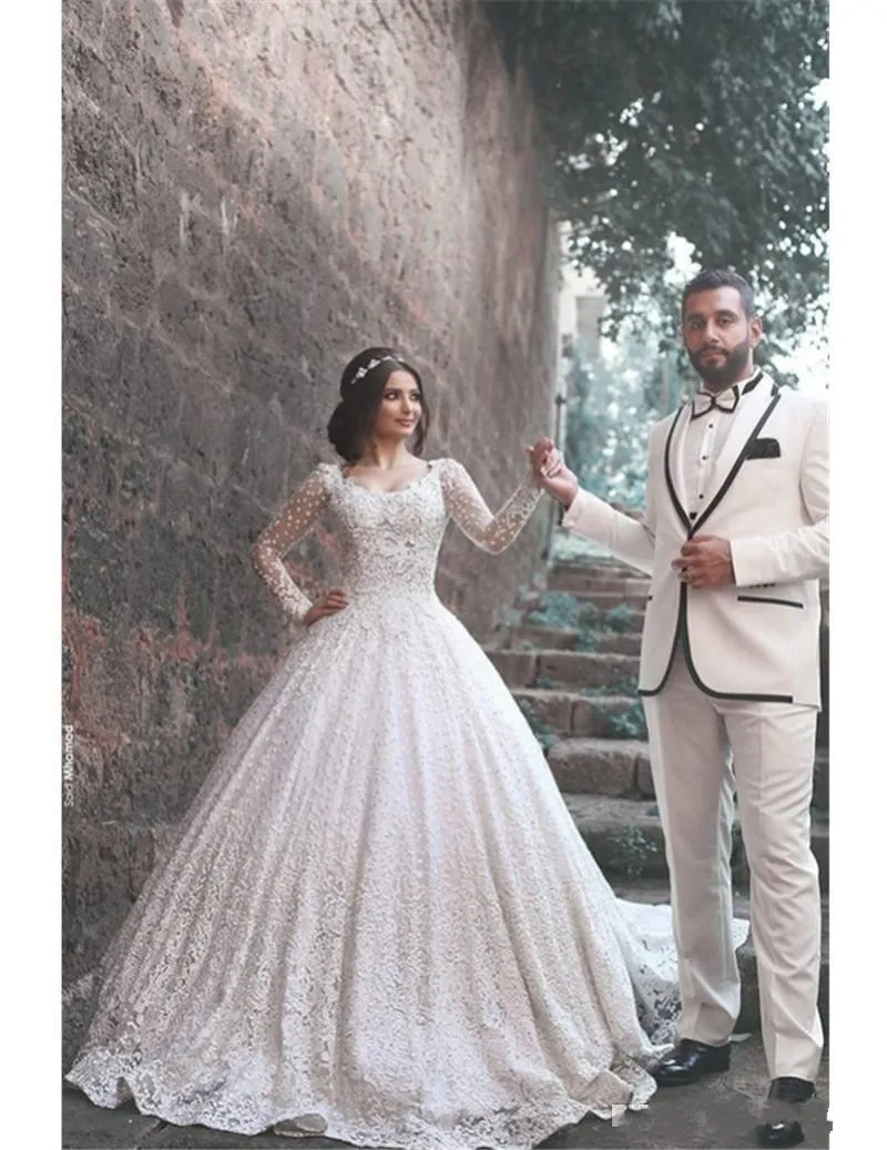 2020 Arabic Modern Wedding Dress With Sleeves With Full Lace, Crystal  Beading, Long Sleeves, And Sweep Train Plus Size Formal Bridal Gown From  Haiyan4419, $182.57