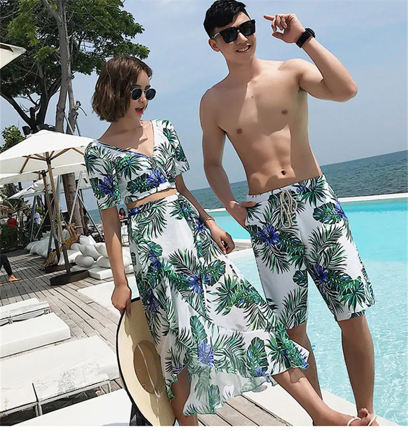 Designer Swimwear Couples Hawaii Holidays Swim Clothes Summer Beach Mens Designer Swimwear Fashion Flora Printed Womens