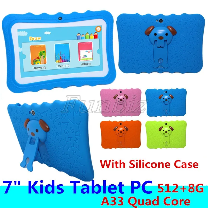 Tablette PC de marque pour enfants, 7 pouces, Quad Core, Android 4.4, Allwinner A33, google player, wifi, grand haut-parleur, housse de protection