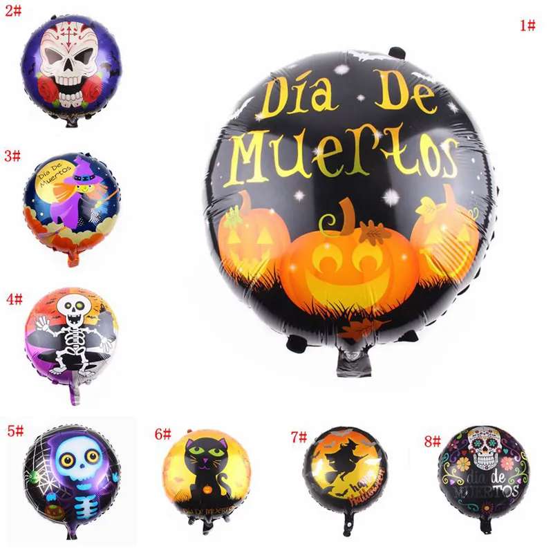 Palloncino in alluminio da 18 pollici Halloween Testa di zucca Stampa di gatto nero Palloncino di elio di Halloween Decorazione per feste di Halloween Giocattolo per bambini DBC VT0551