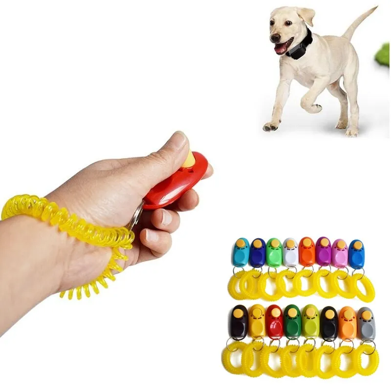 16 Colors Dog Whistle Clicker Pet Dog Training Click Clicker Agility Training Trainer Aid Wrist Lanyard Dog Training Obedience Supplies