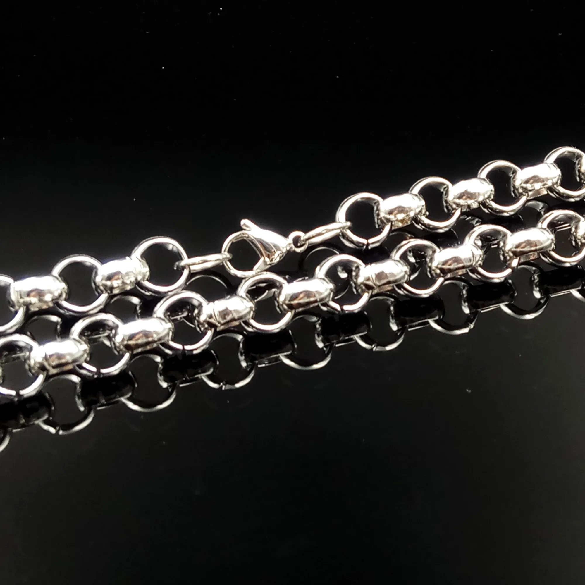 Ювелирные изделия 18-40 дюймов, подарки для отца, 10 мм, серебро, нержавеющая сталь, огромная модная блестящая круглая цепочка Rolo Link, ожерелье288C