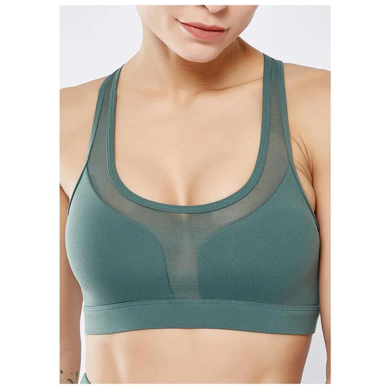 Reggiseno da yoga morbido imbottito da donna, comodo, imbottito, antiurto, elastico, con giunture orizzontali, tasca posteriore, biancheria intima sportiva