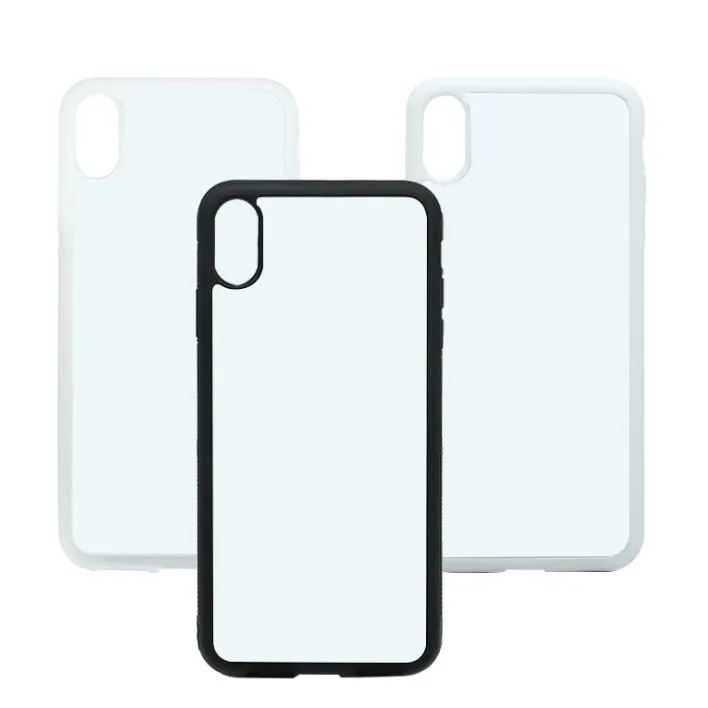 Blank fodral för iPhone X XS XS Max XR 2D Sublimering Skriv ut Hård Plast Telefonväska med Metallinsats Mobiltelefonskal
