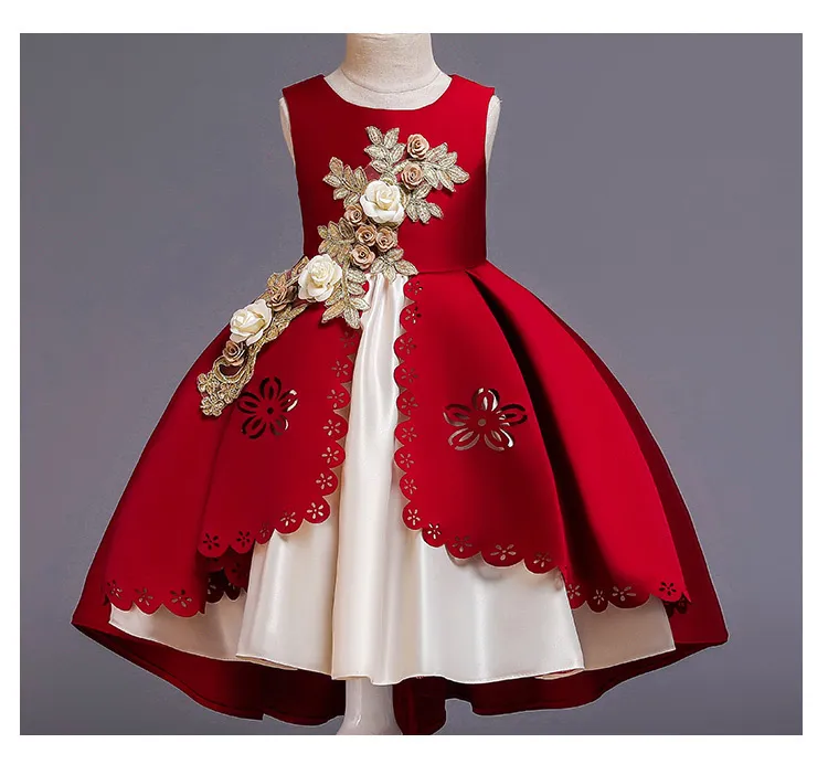 Abito da bambina di fiori Abito da sera ricamato Abito da principessa formale Abito per bambini Abiti da sposa per ragazza Abbigliamento per bambini