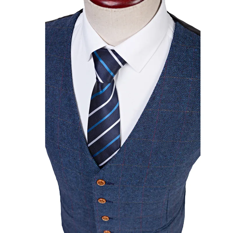 Wool Blue Herringbone Retro Gentleman Style Custom Made Mens Suits ...