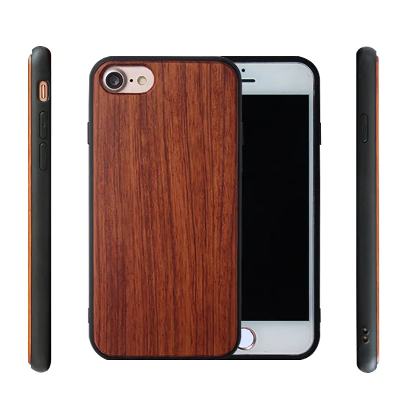 Custodia in legno di tipo popolare Custodie per telefoni in TPU con bordo arrotondato per iPhone 7 8 plus 6 6s X XR XS MAX Custodia per cellulare in legno con guscio posteriore in bambù reale