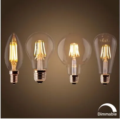 LED Filament Ampoule E27 Rétro Edison Lampe 220 V E14 Vintage C35 Bougie Lumière Dimmable G95 Globe Ampoule Éclairage COB Décor À La Maison