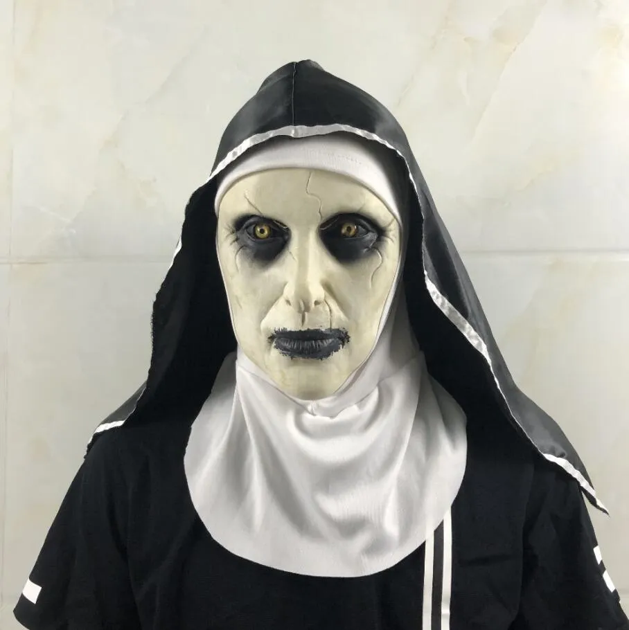 Perakende Cadılar Bayramı Nun Korku Maskesi Cosplay Valak Korkunç Lateks Maskeler Tam Yüz Kask Demon Cadılar Bayramı Partisi Kostüm aksesuvar Hediye