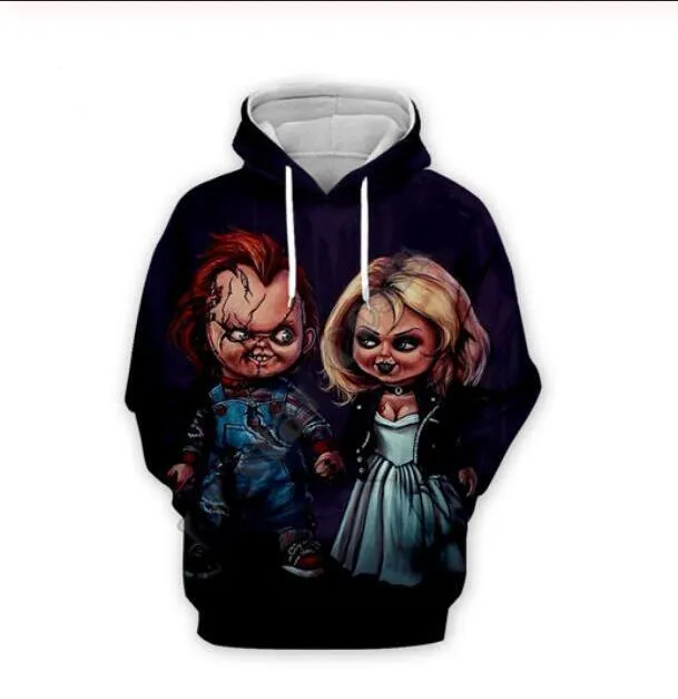 Großhandels-Männer Halloween Kinderspiel Braut der Chucky-Puppe 3D-Druck Hoodies Unisex Sweatshirts lässiger Pullover-Trainingsanzug XLR0127