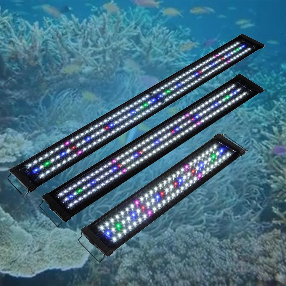 Vattentät LED Aquarium Lights Fish Tank Light Bar Blue 60 90 116cm Submerible Underwater Clip Lamp Aquatic Decor2295